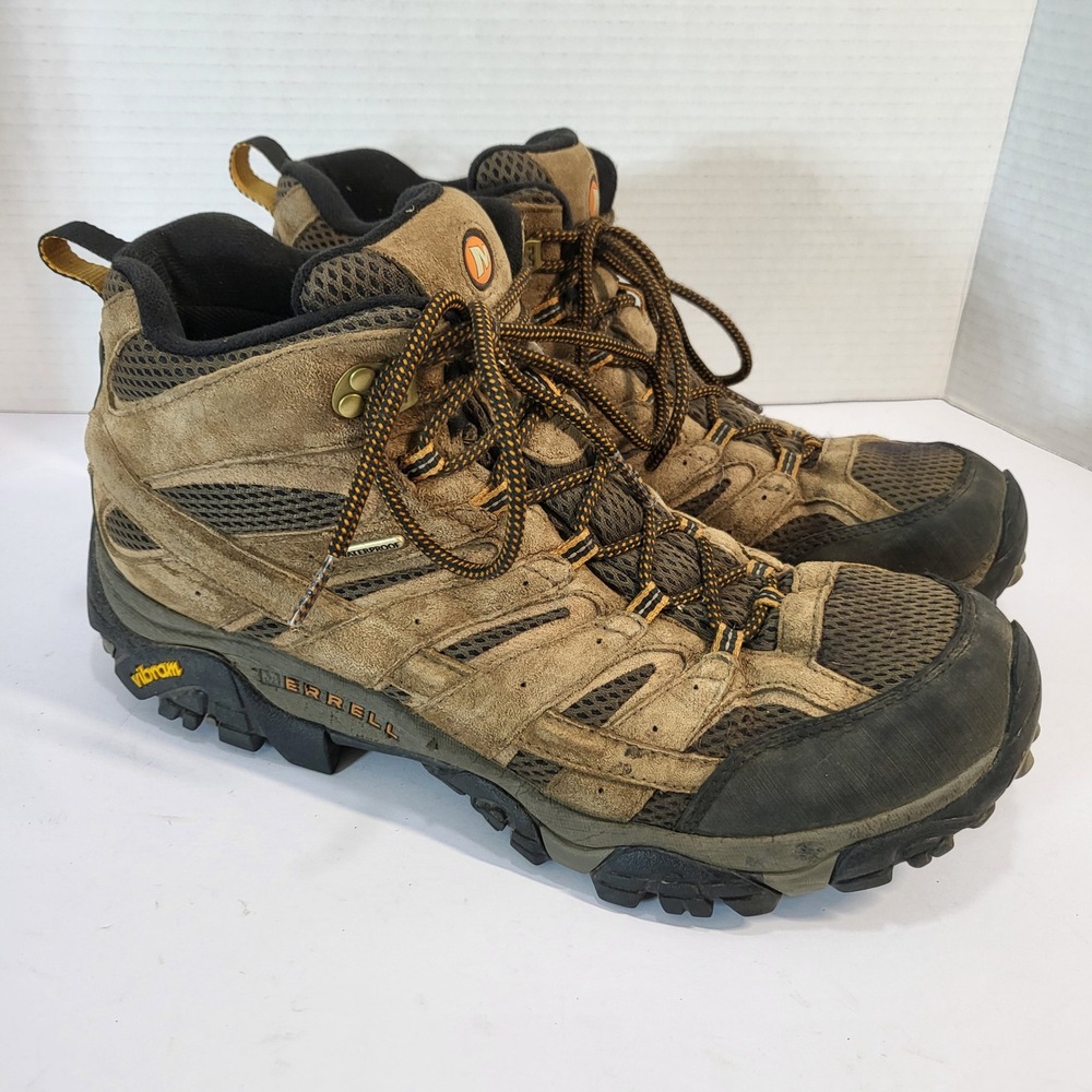 Merrell Moab 2 Mid Waterproof Hiking Boots Mens Size 12‎ J06051 Brown